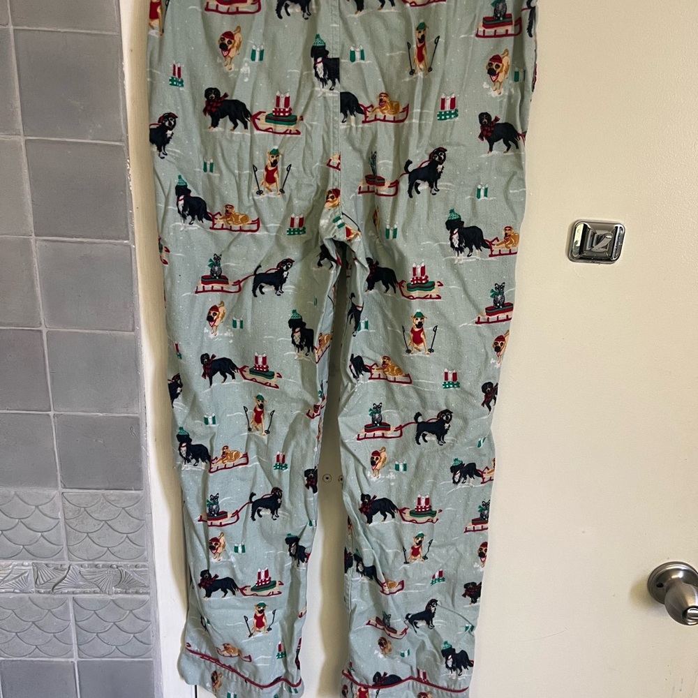 Black and Blue Pajama Pants with Playful Print